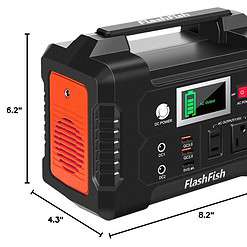 FF FLASHFISH 200W Portable Power Station, FlashFish 40800mAh Solar Generator With 110V AC Outlet/2 DC Ports/3 USB Ports