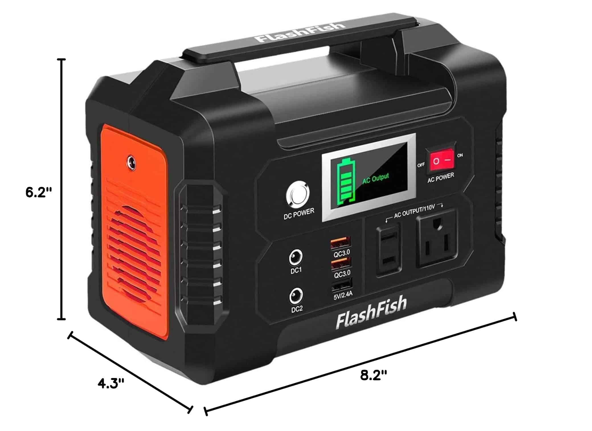 FF FLASHFISH 200W Portable Power Station, FlashFish 40800mAh Solar Generator With 110V AC Outlet/2 DC Ports/3 USB Ports