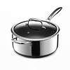 HexClad Hybrid Nonstick 5-Quart Saucepan with Tempered Glass Lid, Stay-Cool Handle