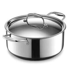 HexClad Hybrid Nonstick Dutch Oven, 5-Quart, Stainless Steel Lid, Dishwasher-Friendly and Oven-Safe Up to 900°F