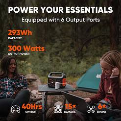 Jackery Portable Power Station Explorer 300, 293Wh Backup Lithium Battery, Solar Generator for Outdoors Camping Travel Hunting Blackout