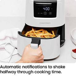 CHEFMAN 2 Qt Mini Air Fryer – Digital Space-Saving Compact Air Fryer with Nonstick and Dishwasher Safe Basket, White