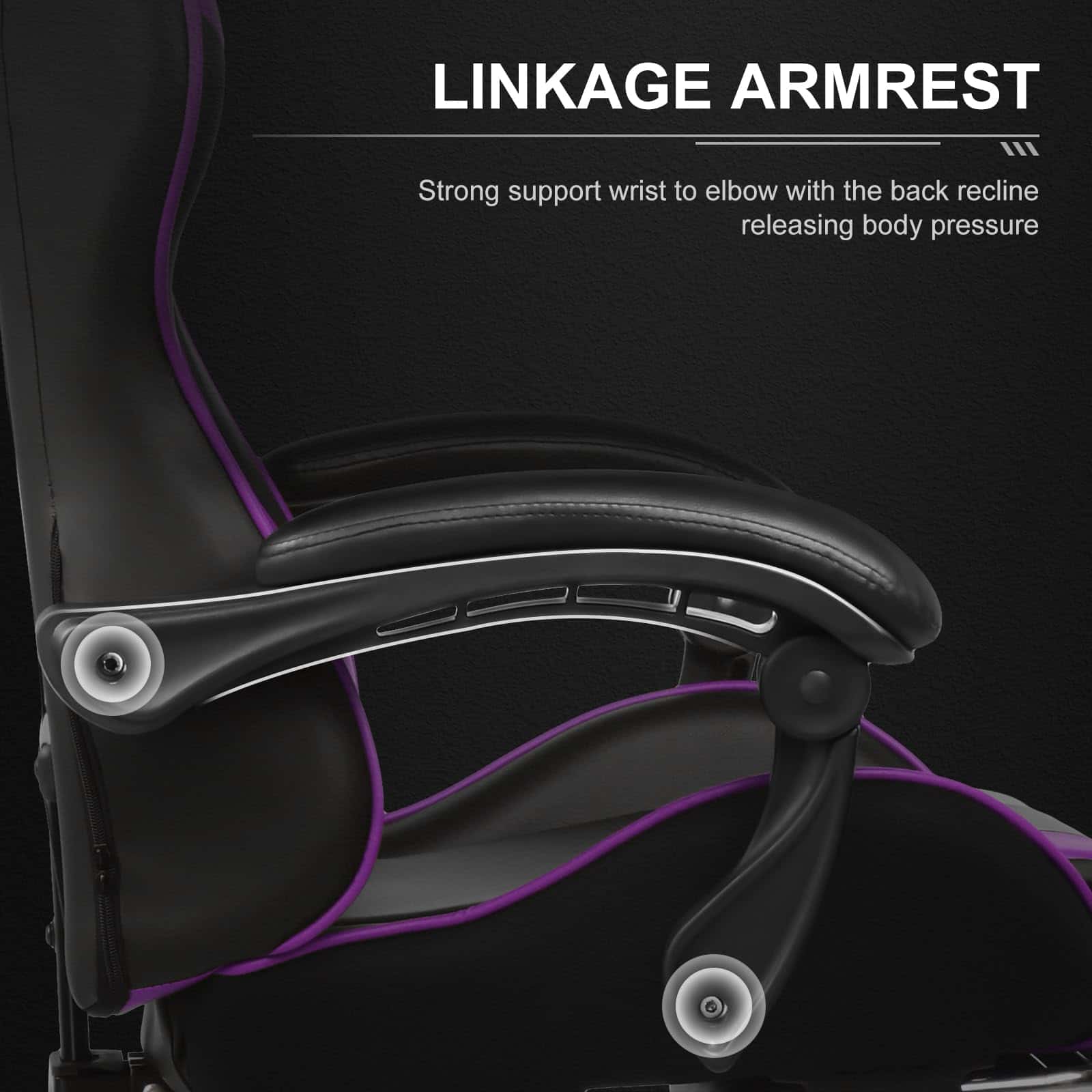GTPLAYER Gaming Chair, Computer Chair with Footrest and Lumbar Support, Height Adjustable Game Chair with 360°, Purple