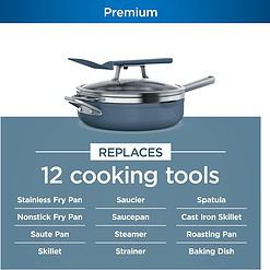 Ninja, Cookware, Steamer, Strainer Basket, Glass Lid and Spatula, Foodi NeverStick PossiblePan, Premium Set, CW102BL