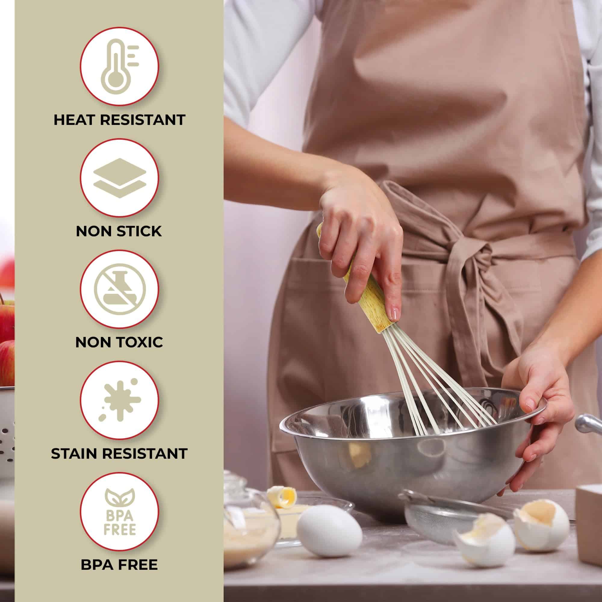 Kaluns 50 PCS Silicone Kitchen Utensils Set Complete Kitchen Set, Khaki