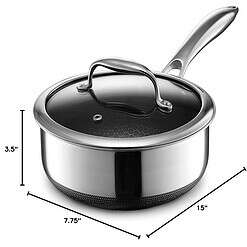 HexClad Hybrid Nonstick 2-Quart Saucepan with Tempered Glass Lid