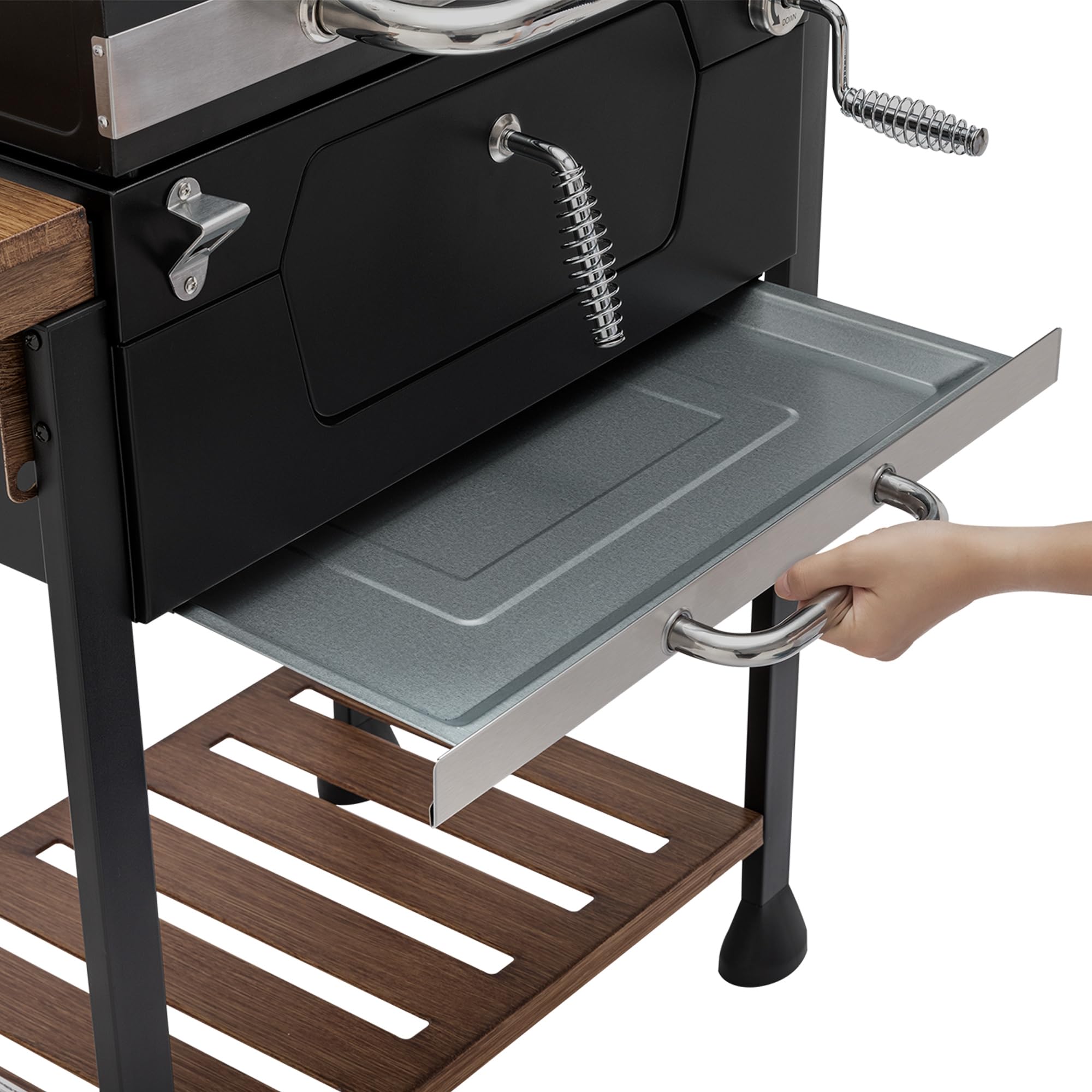 Royal Gourmet CD1824M 24-Inch Charcoal Grill, BBQ Smoker with Handle and Folding Table, Black, Medium