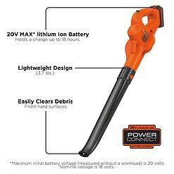 BLACK+DECKER LSW221 20V MAX Cordless Leaf Blower, Lawn Sweeper, 130 mph Air Speed, Lightweight Design, Battery and Charger Included