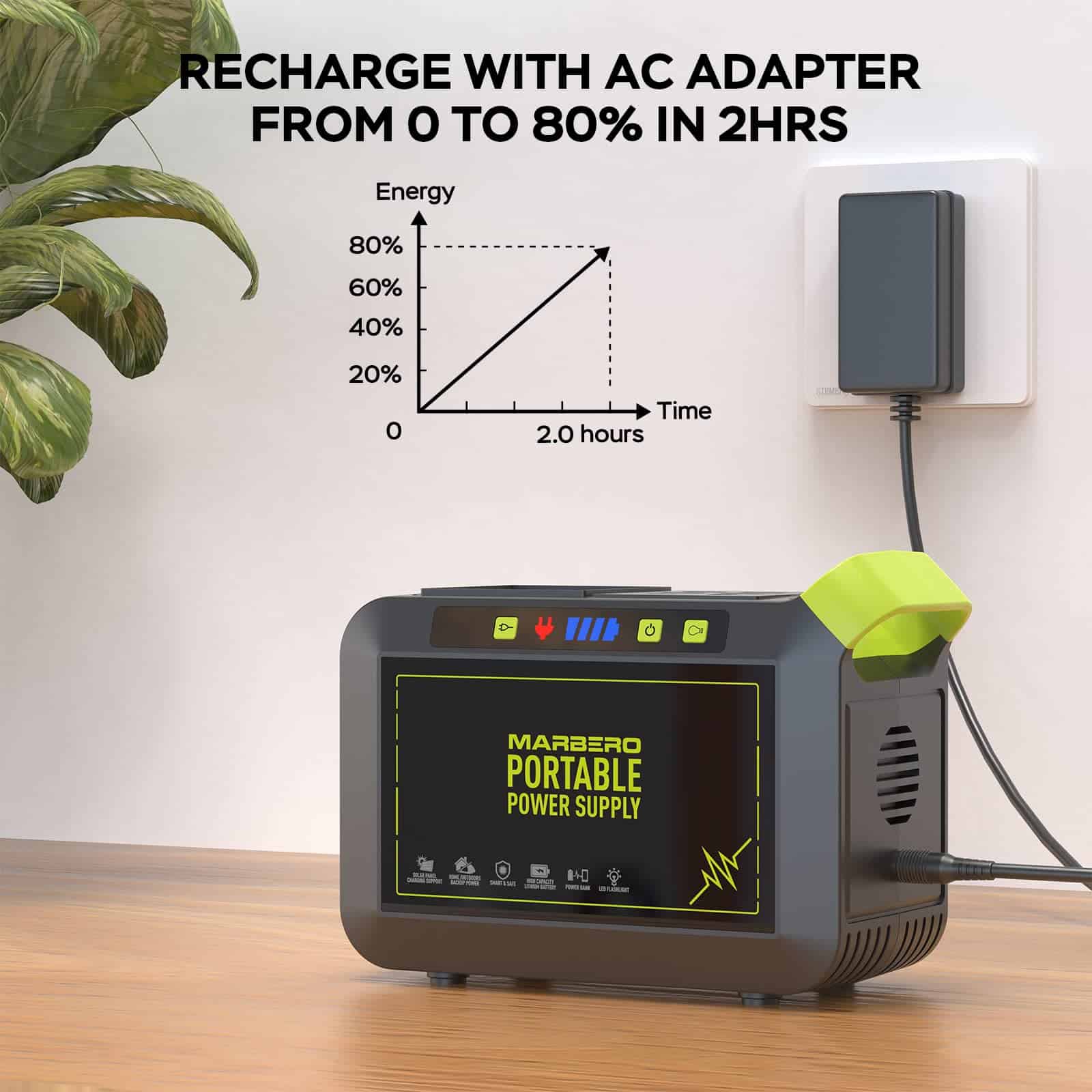 MARBERO Portable Power Station 88Wh Camping Lithium Battery Solar Generator Fast Charging with AC Outlet 120W Peak Power Bank
