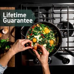 HexClad Hybrid Nonstick 3.3 Qt Deep Sauté Pan and Lid, Dishwasher and Oven-Safe, Induction Ready, Compatible with All Cooktops