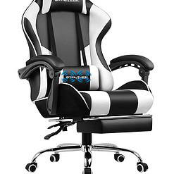 GTPLAYER Gaming Chair, Computer Chair with Footrest and Lumbar Support, Height Adjustable Game Chair with 360°, White