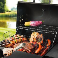 DNKMOR Charcoal Grills Outdoor BBQ Grill, Barrel Charcoal Grill with Side Table, with Nearly 500 Sq.In. Cooking Grid Area, Black