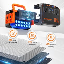MARBERO 150W Peak Solar Generator with 30W Solar Panel 111Wh Camping Portable Power Station 110V Power Bank