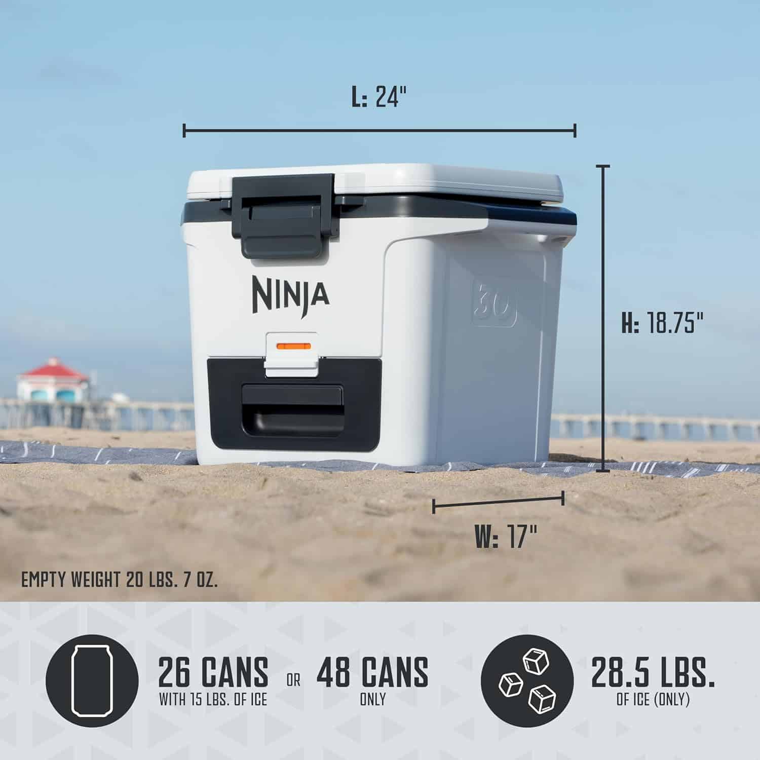 NINJA FrostVault 30 qt. Chest Cooler with Dry Zone, Cloud White
