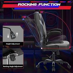 Sweetcrispy Computer Gaming Desk Chair - Ergonomic PU Leather with Comfy Lumbar Support, Grey