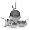 Ninja CW39010GY NeverStick Ceramic Pro, Non-Stick Pots & Pans Set with Glass Lids, PTFE Free, Ceramic Coated, Stainless Steel, Gray