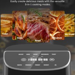 Nuwave Brio Plus 8 Qt Air Fryer, PFAS Free, New & Improved, Digital Touch Screen, Cool White Display, Black