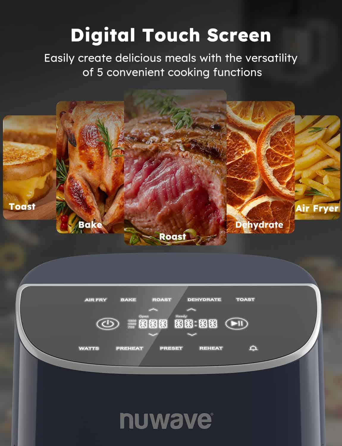 Nuwave Brio Plus 8 Qt Air Fryer, PFAS Free, New & Improved, Digital Touch Screen, Deep Blue
