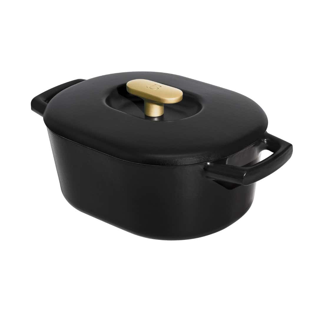 Beautiful 6 Quart Enamel Dutch Oven, Black Sesame by Drew Barrymore