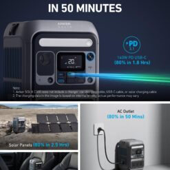 Anker SOLIX C300 Portable Power Station, Outdoor 288Wh LiFePO4 Battery, 300W (600W Surge) Solar Generator