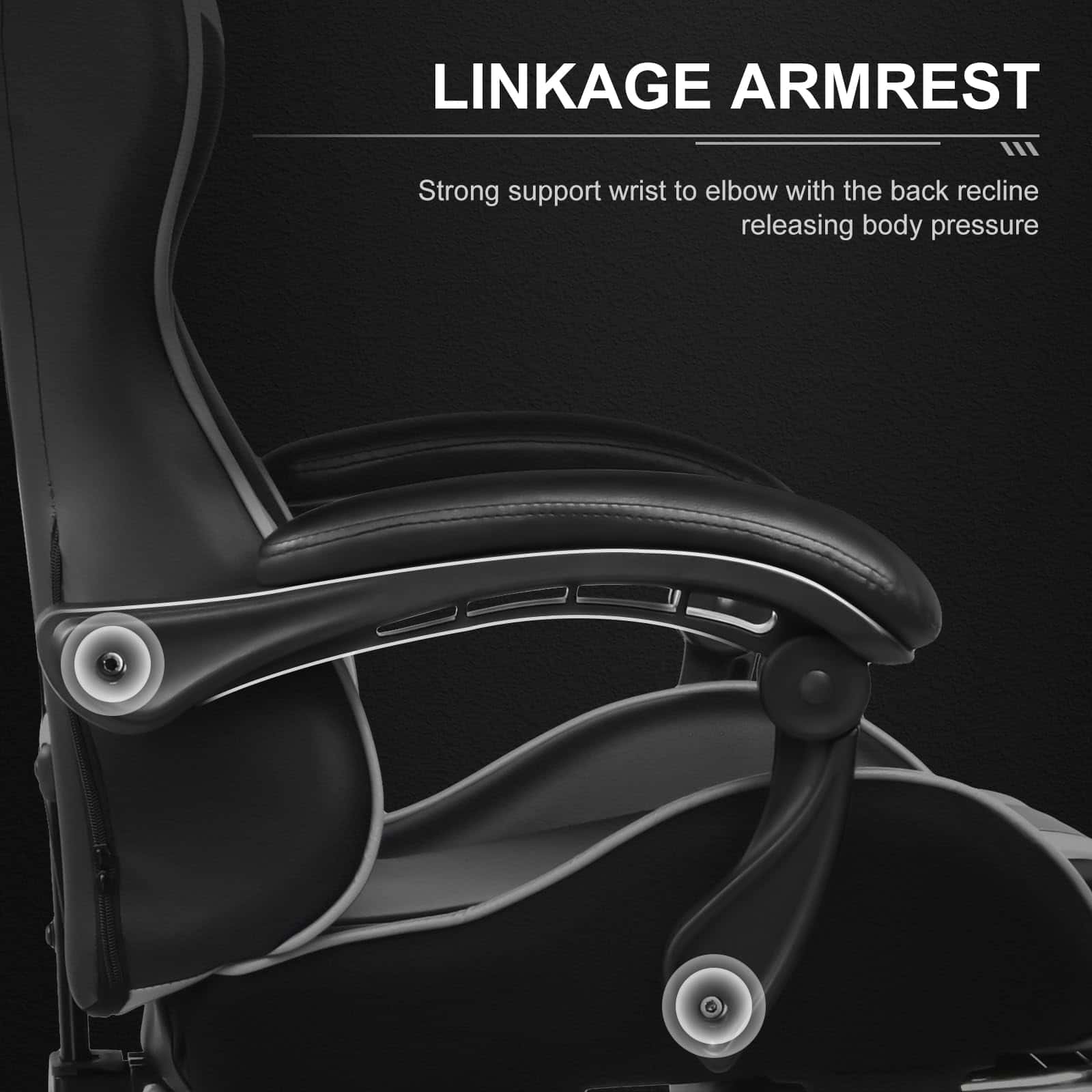 GTPLAYER Gaming Chair, Computer Chair with Footrest and Lumbar Support, Height Adjustable Game Chair with 360°, White