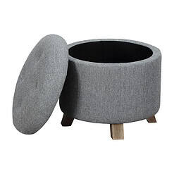 Better Homes & Gardens Round Tufted Storage Ottoman, Gray Faux Linen