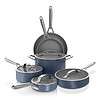 Ninja CW39010MM NeverStick Ceramic Pro 10-Piece Cookware Set, Non-Stick Pots & Pans Set with Glass Lids, Blue