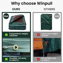 Winpull Tarp 12x20 Feet 16 Mil Heavy Duty Waterproof Tarp, Multipurpose Large Tarp Cover with Brass Grommets and Reinforced Edges