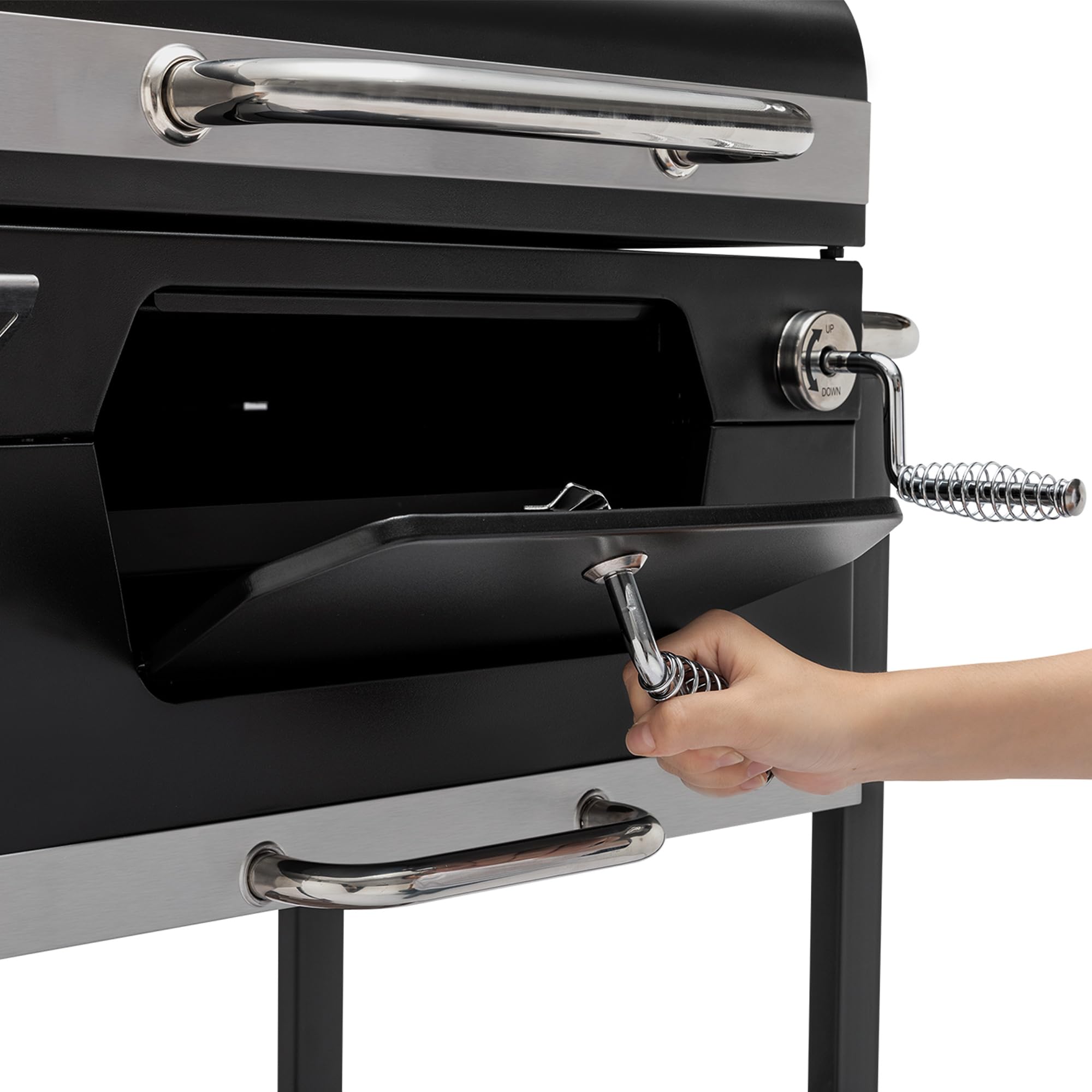 Royal Gourmet CD1824M 24-Inch Charcoal Grill, BBQ Smoker with Handle and Folding Table, Black, Medium
