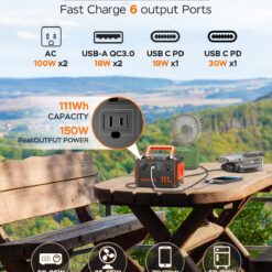 MARBERO 150W Peak Solar Generator with 30W Solar Panel 111Wh Camping Portable Power Station 110V Power Bank