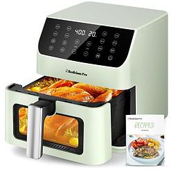 Beelicious Pro 5.8QT Large Air Fryer, 12-in-1 Digital Airfryer with Clear Window, 40+ Recipes, Green