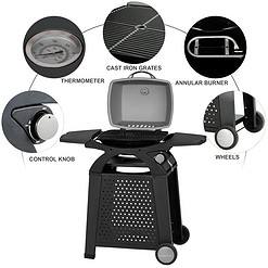 MASTER COOK Liquid Propane Grill BBQ Propane 2 in 1 Portable Tabletop Gas Grill Camping Barbecue Outdoor Cooking Grill with Cart, Black