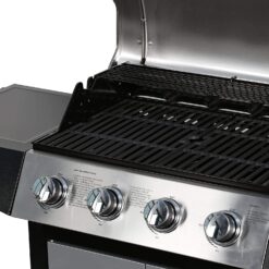 MASTER COOK Outdoor Propane Gas Grill, 4-Burner Gas Grill with Side Burner Liquid Propane Gas Grill BBQ Gas Grill, Silver Black