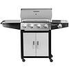 MASTER COOK Outdoor Propane Gas Grill, 4-Burner Gas Grill with Side Burner Liquid Propane Gas Grill BBQ Gas Grill, Silver Black