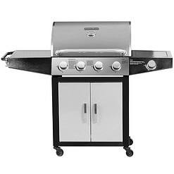 MASTER COOK Outdoor Propane Gas Grill, 4-Burner Gas Grill with Side Burner Liquid Propane Gas Grill BBQ Gas Grill, Silver Black