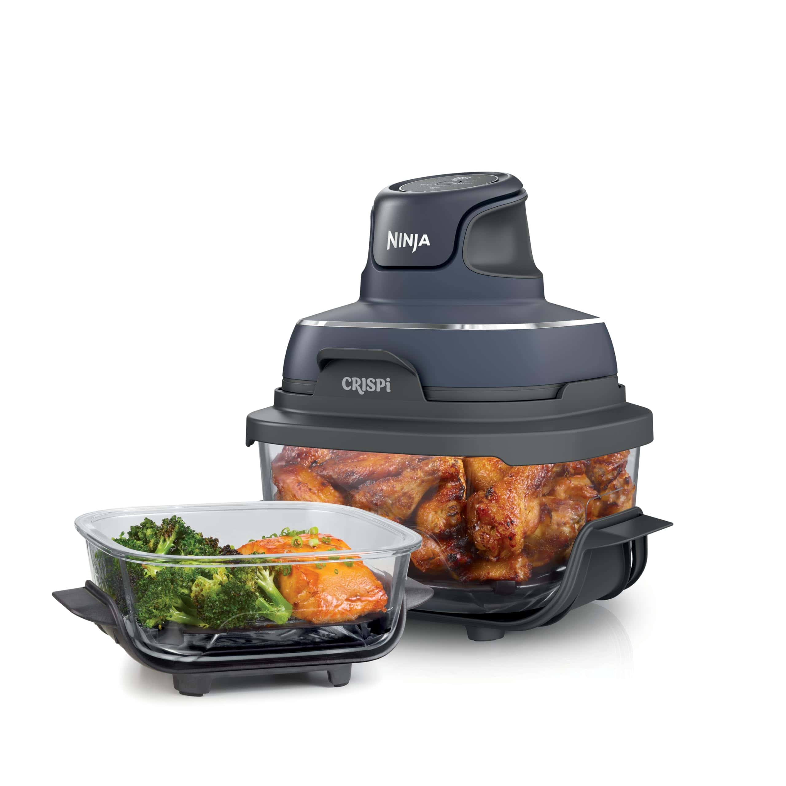 Ninja FN101GY Crispi Air Fryer, Microwave, Freezer & Dishwasher Safe, Non Toxic Glass Portable Cooking System