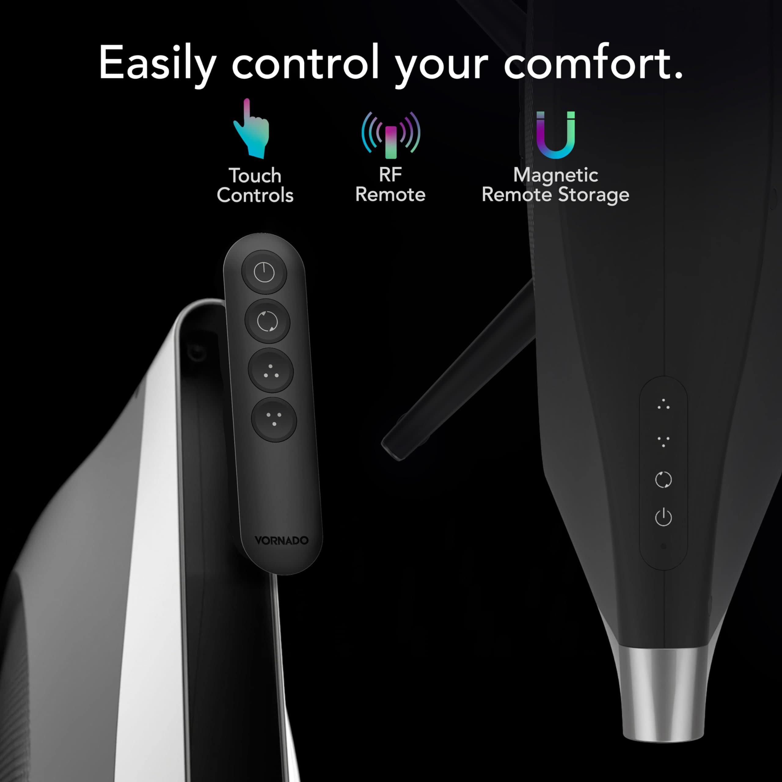 Vornado STRATA Compact Oscillating Fan with Remote, 19 Inch, High Velocity Air Circulator, Black