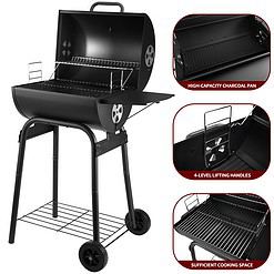 DNKMOR Charcoal Grills Outdoor BBQ Grill, Barrel Charcoal Grill with Side Table, with Nearly 500 Sq.In. Cooking Grid Area, Black