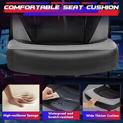 Sweetcrispy Computer Gaming Desk Chair - Ergonomic PU Leather with Comfy Lumbar Support, Grey