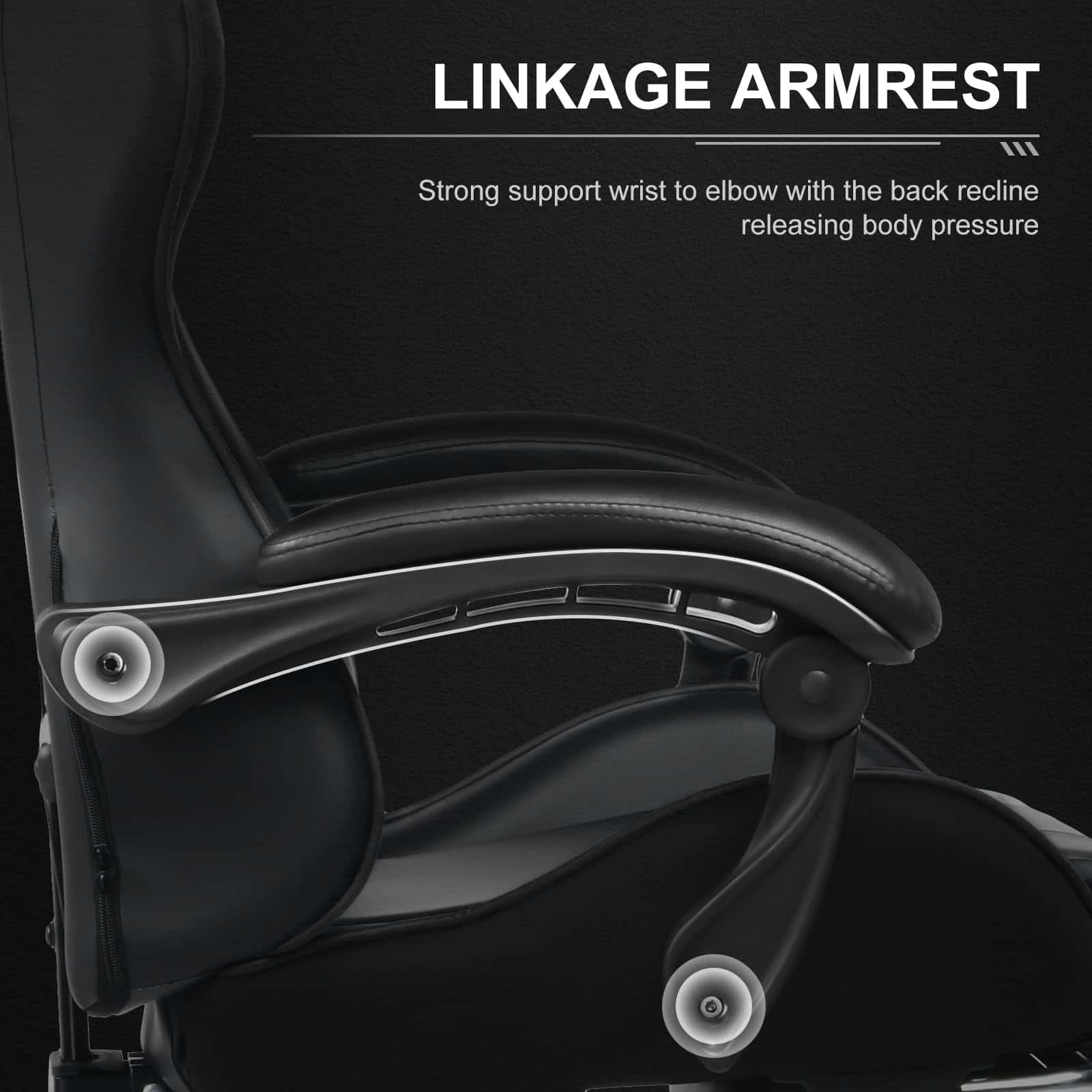 GTPLAYER Gaming Chair, Computer Chair with Footrest and Lumbar Support, Height Adjustable Game Chair with 360°, Black