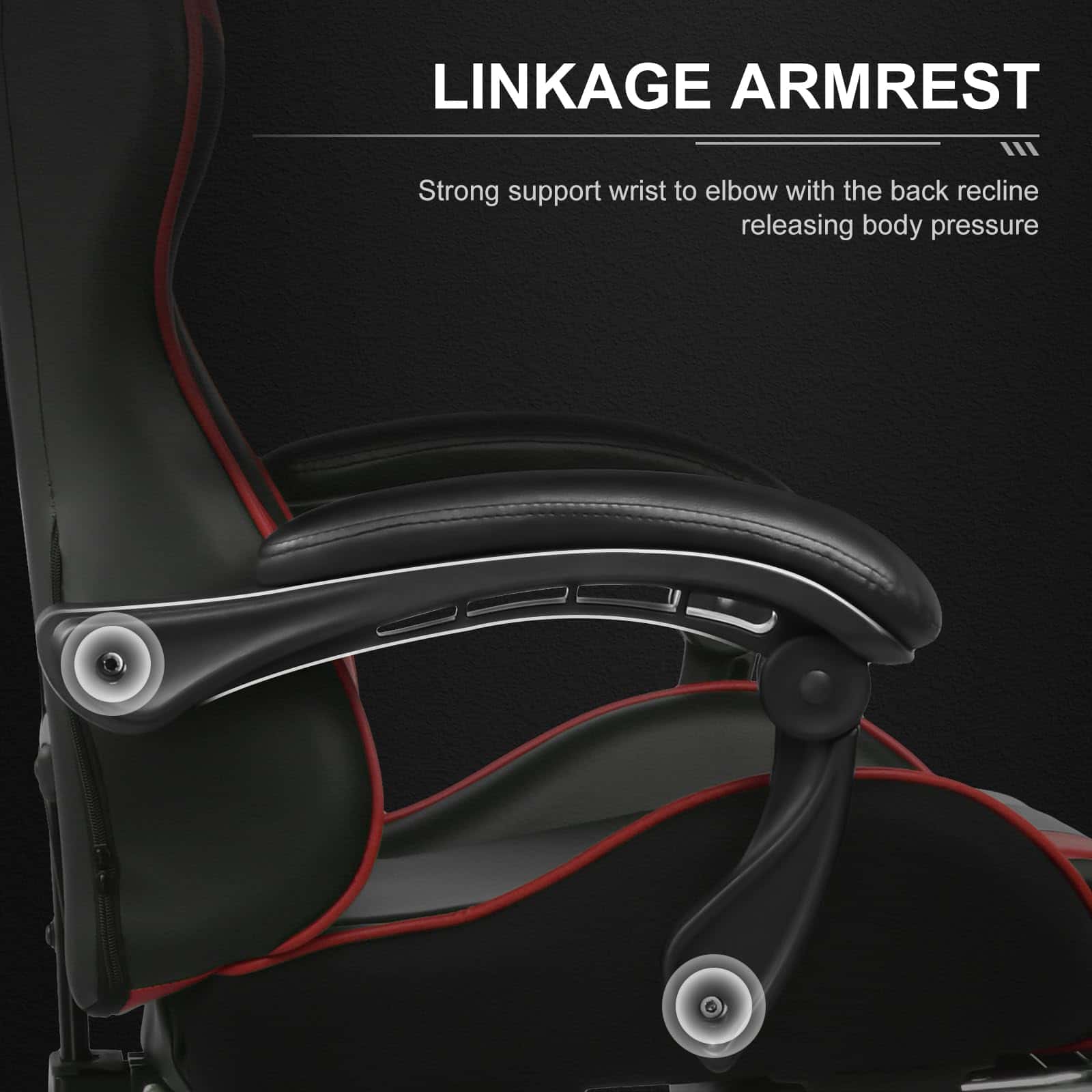 GTPLAYER Gaming Chair, Computer Chair with Footrest and Lumbar Support, Height Adjustable Game Chair with 360°, Red