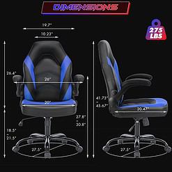 Sweetcrispy Computer Gaming Desk Chair, Ergonomic Office Executive Adjustable Swivel Task PU Leather Racing Chair, Black Blue