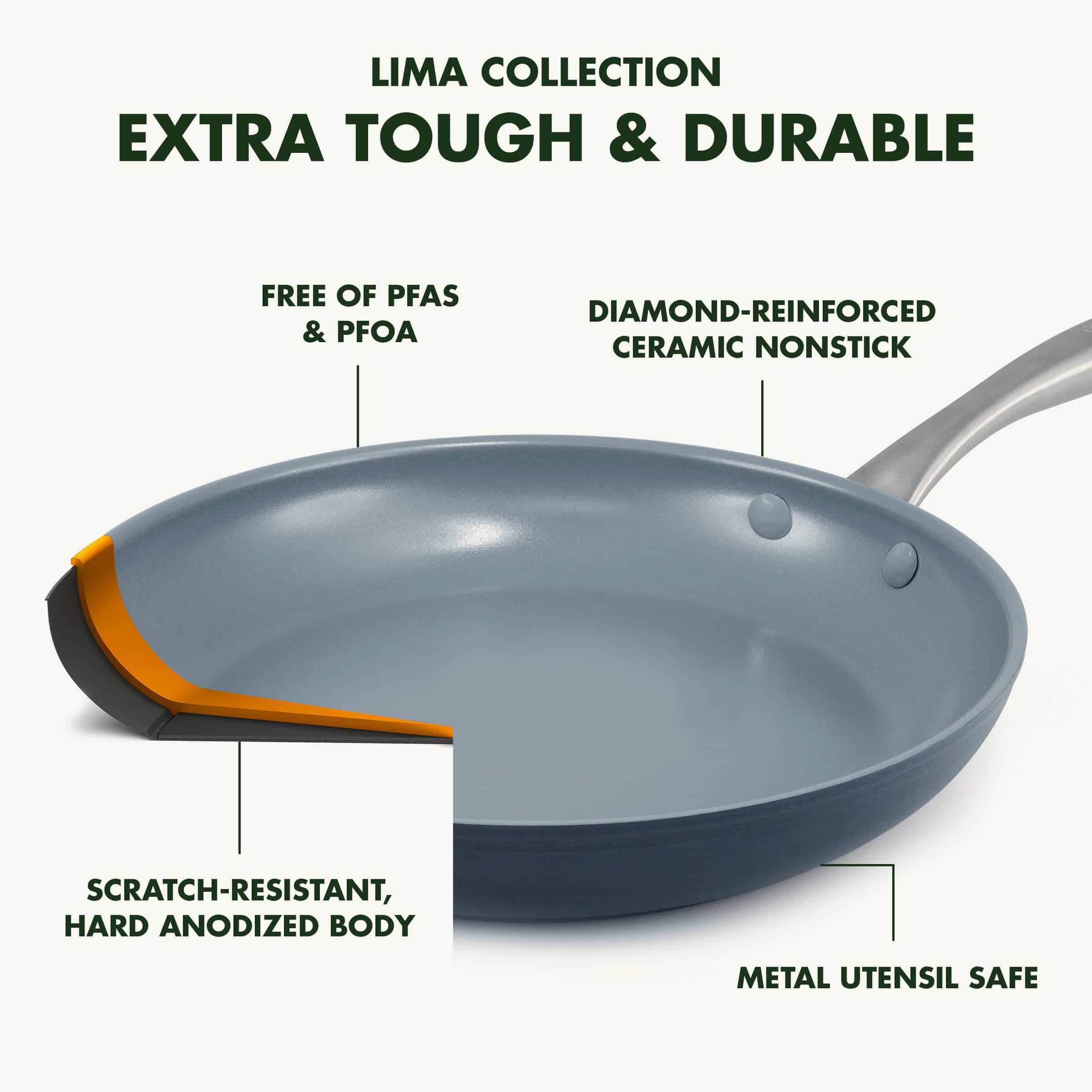 GreenPan Lima Hard Anodized Healthy Ceramic Nonstick 12 Piece Cookware Pots and Pans Set, PFAS-Free, Oven Safe, Gray