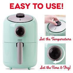 DASH Compact Air Fryer Oven Cooker with Temperature Control, Non-stick Fry Basket, Auto Shut off Feature, 2 Quart, Aqua