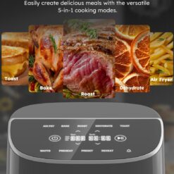 Nuwave Brio Plus 8 Qt Air Fryer, PFAS Free, New & Improved, Digital Touch Screen, Cool Gray
