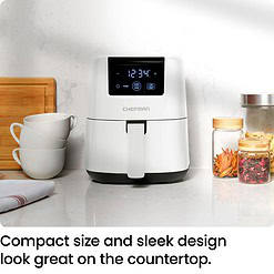 CHEFMAN 2 Qt Mini Air Fryer – Digital Space-Saving Compact Air Fryer with Nonstick and Dishwasher Safe Basket, White