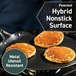 HexClad Hybrid Nonstick Griddle Pan, 12-Inch, Stay-Cool Handle, Dishwasher and Oven Safe, Induction Ready, Compatible with All Cooktops