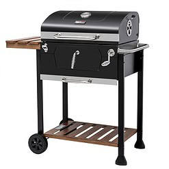 Royal Gourmet CD1824M 24-Inch Charcoal Grill, BBQ Smoker with Handle and Folding Table, Black, Medium
