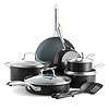 GreenPan Swift Healthy Ceramic Nonstick, 12 Piece Cookware Pots and Pans Set, Black