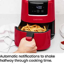 CHEFMAN 2 Qt Mini Air Fryer – Digital Space-Saving Compact Air Fryer with Nonstick and Dishwasher Safe Basket, Red